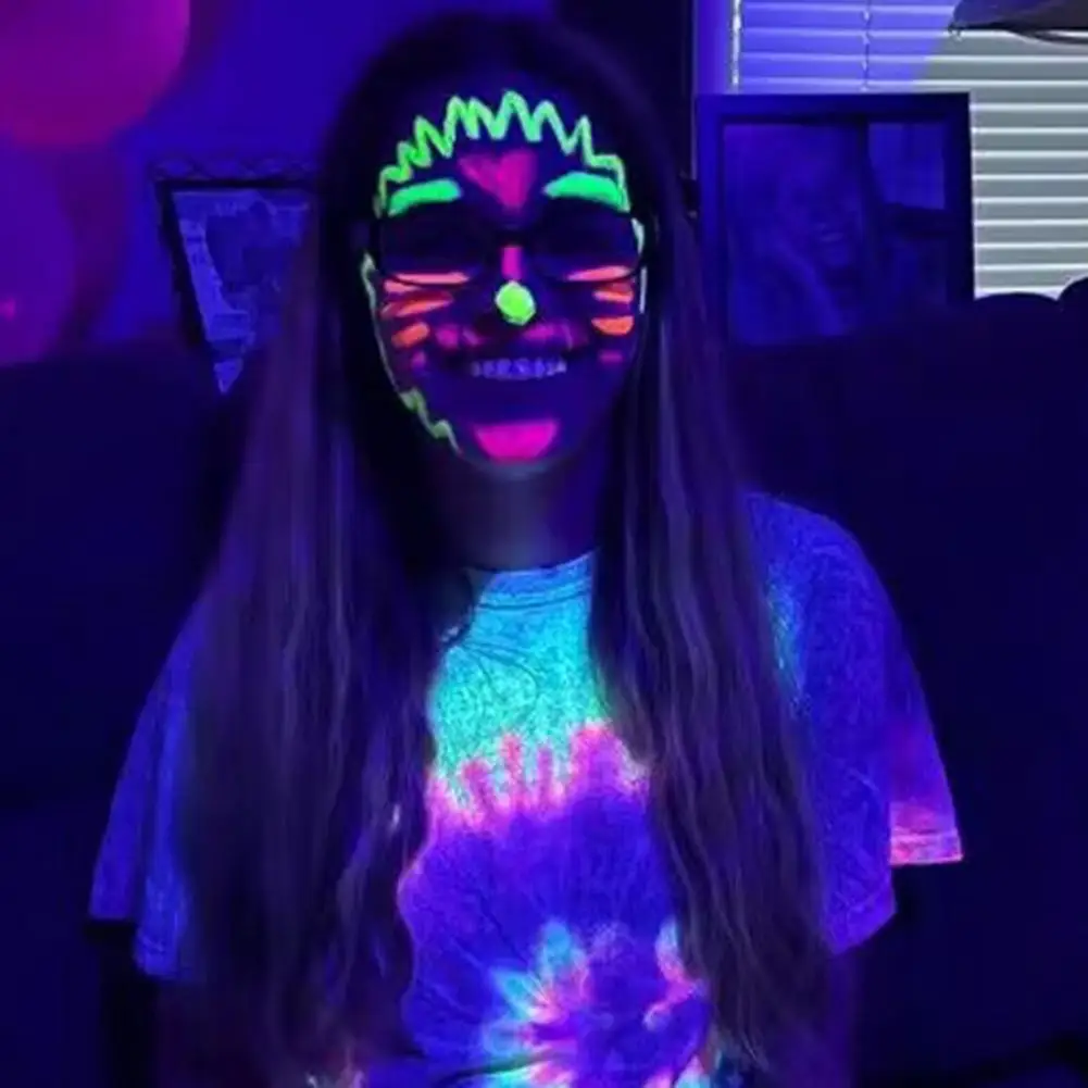 6 szt. Kredki do makijażu twarzy 5G, świecące w ciemności, fluorescencyjne, na bazie wody, do UV i podświetlenia czarnego, dla dzieci i dorosłych, na imprezy, cosplay i makijaż.