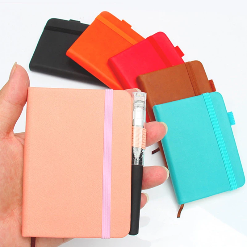 A7 Mini Notebook Elastic Strap Diary Pocket Book Thick Leather Notebook Retro College Students Handwriting Word Book Memo Pads