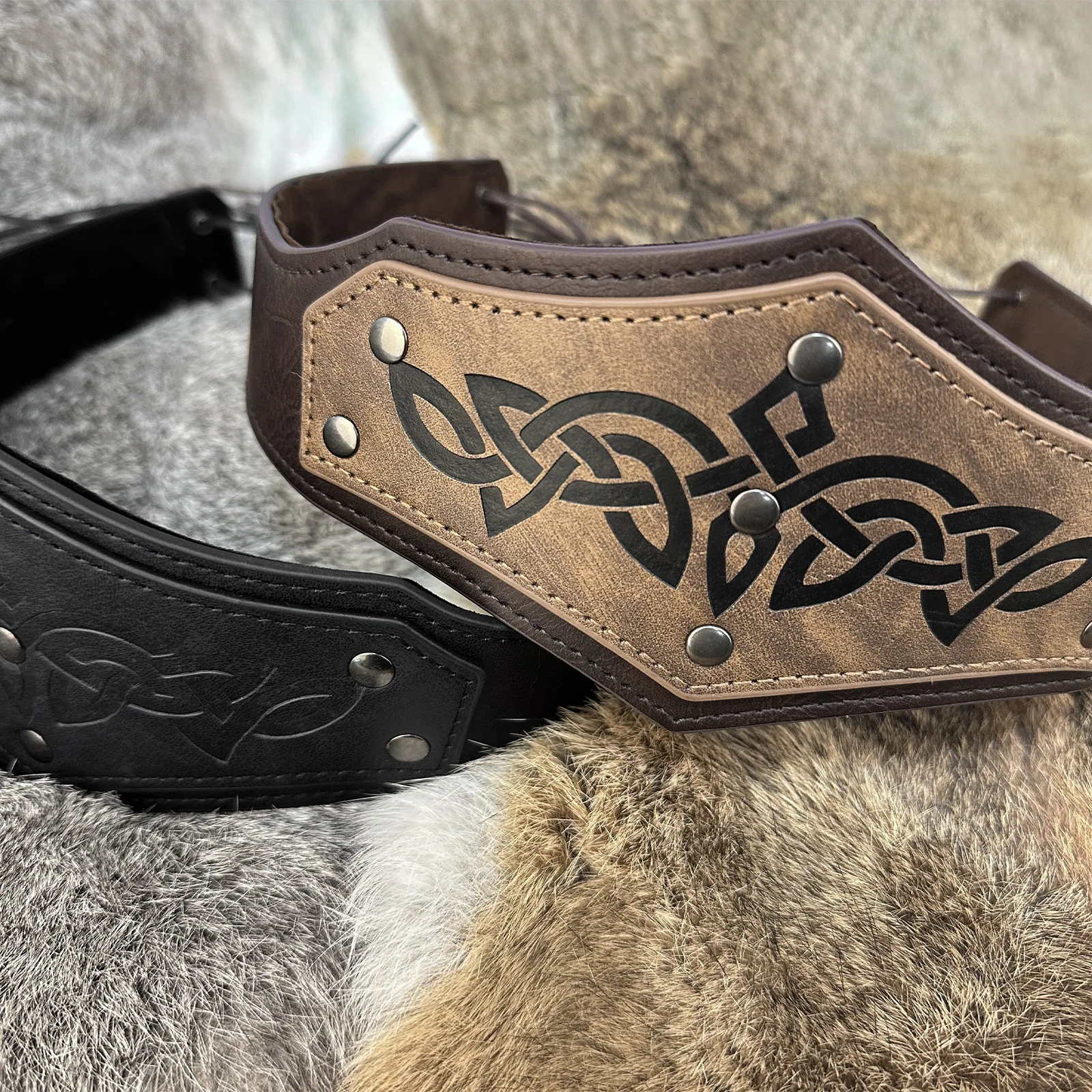 ที่คาดผมทรงภูเขาสไตล์ยุคกลาง แบบนักรบไวกิ้ง ย้อนยุค ทำจากหนัง สำหรับคอสเพลย์ฮาโลวีน