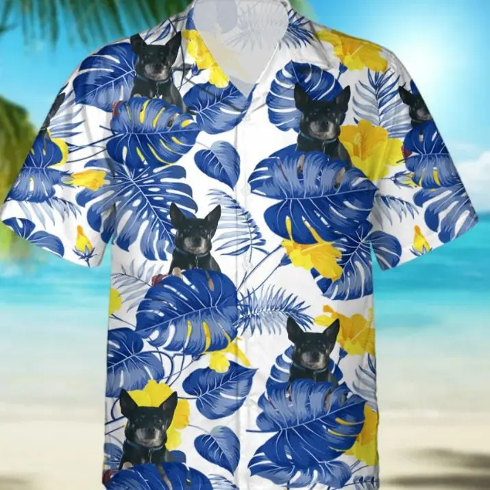 New Shirt T-shirt Trend Lapel 3D Digital Dog Print Top Custom Men's Cardigan