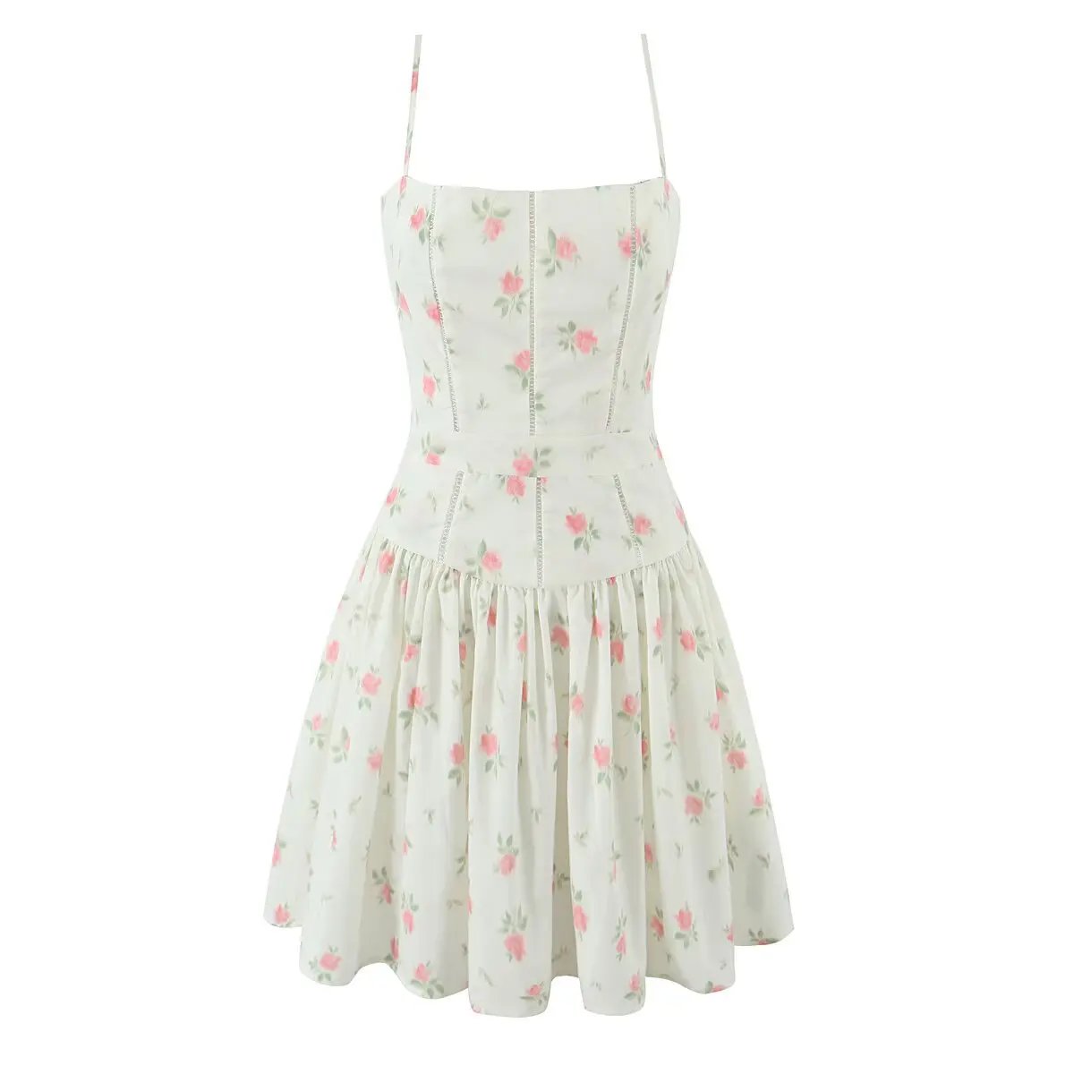 2025年ホリデースタイルサマードレス レディース ボヘミアン風花柄プリント サスペンダービーチドレス