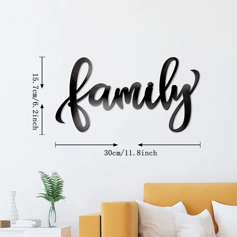 1pc Metal Family Signs For Decor Wall, alta qualità 11.81 pollici X5.91inch Black Family Decor Sign Heavy Iron Happy Family Wall Art