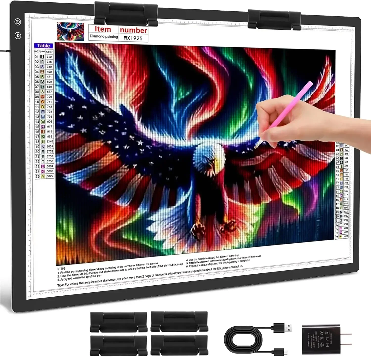 

Rechargeable A1 Light Pad 35.4”x23.6”, Extra Large LED Light Board for Diamond Painting, 3-Color Modes Light Box