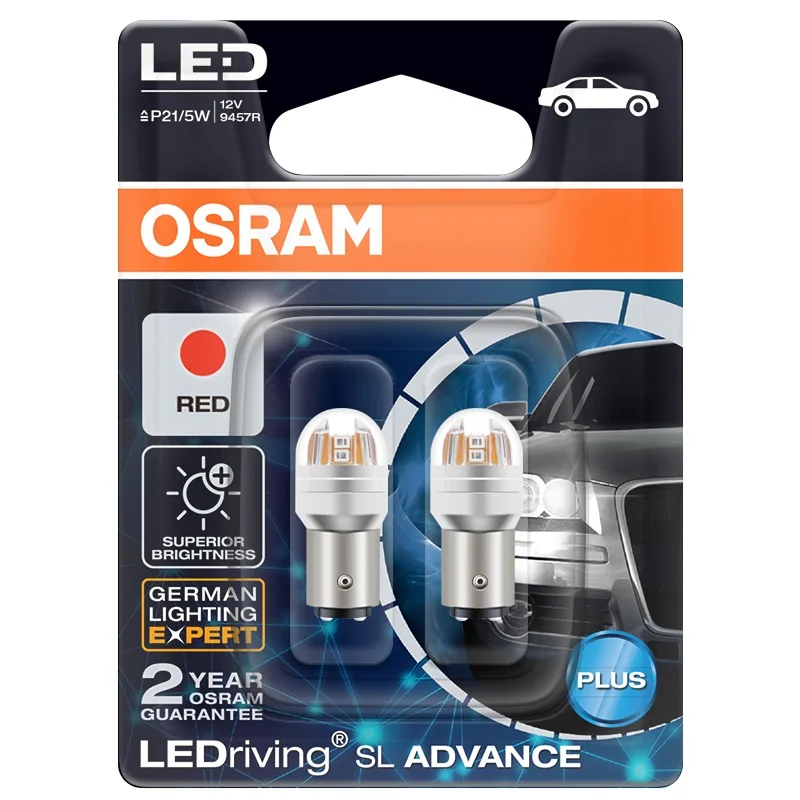 OSRAM Original S25 Upgrade LEDriving SL Advance P21/5W 9457R 1157 12V 2/0.2W Car LED Tail Brake Stop Position Signal Light Bulb