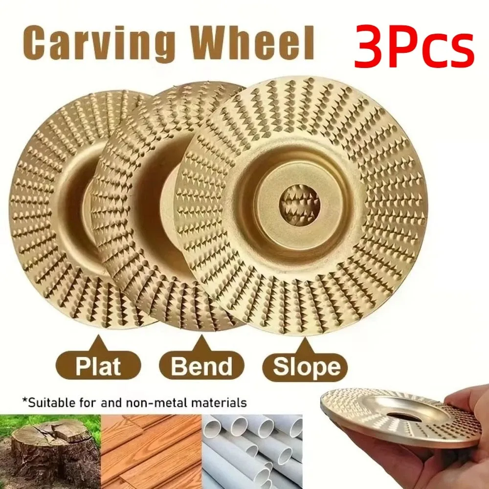 

3Pcs 16/22mm Inner Diameter Angle Grinder Polishing Pad Flat Curved Inclined Disc Gold Color Wood Grinding Disc Durable Abrasive