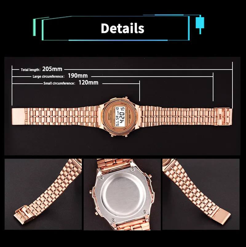 YIKAZE-reloj Digital con correa de acero Retro para mujer, reloj de negocios de esfera redonda de lujo, reloj de pulsera electrónico deportivo