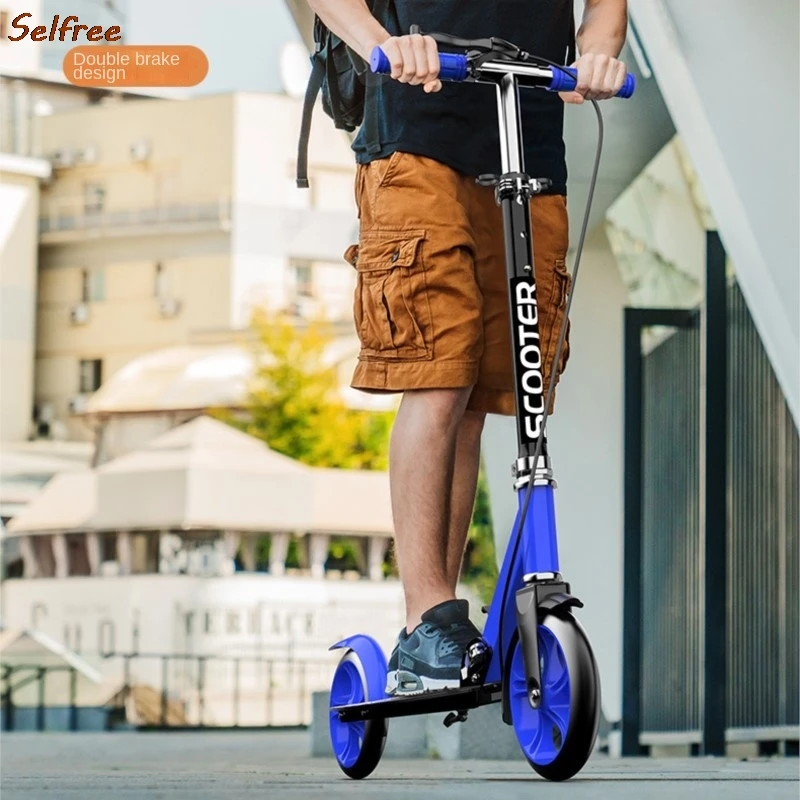 Selfree City Two-wheeled Walker Adult Scooter Big Kids Children Folding Double Brake Pedal Car Scooter  Patinete Drift News