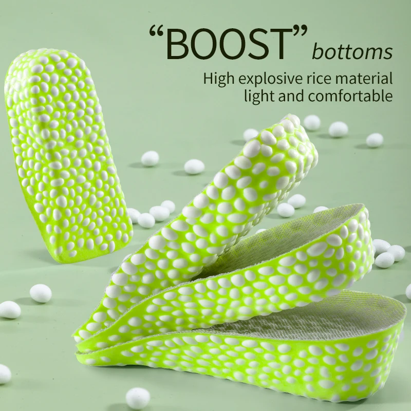 Heightening Running Insole for Shoes PU Popped Rice Particle Foam Breathable Soft Hiking Protects Insole for Feet Care Men Women