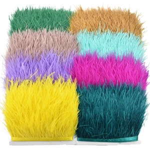 1 Meter hochwertiger Straußfedern auf Randfänger 8-10 cm DIY NEWING-Ornamente Flocos Weiß 6 Hauptverkäufe weiße Wolke - №3