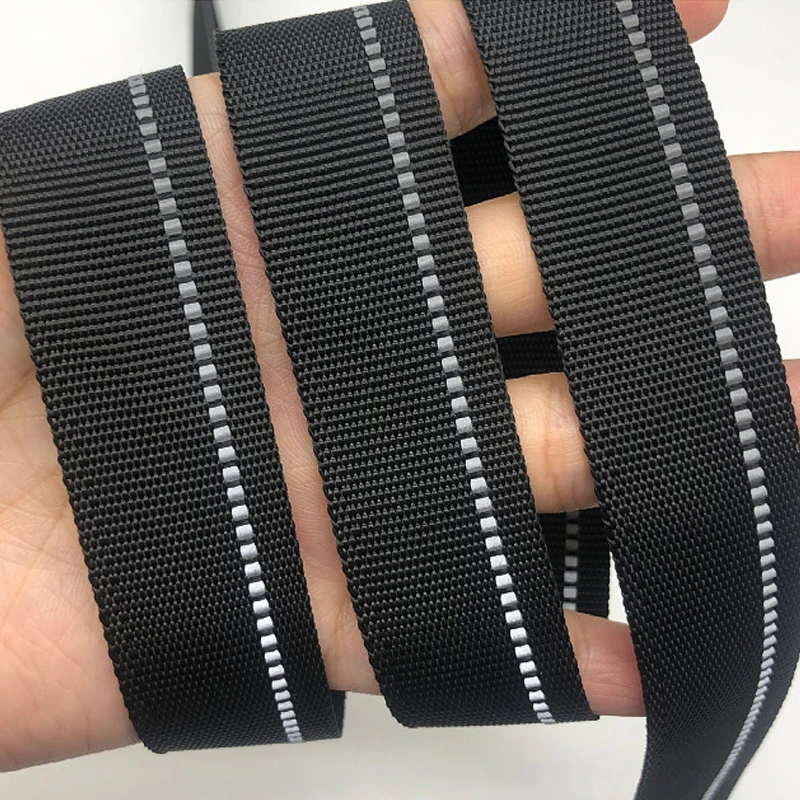 

100 Yards 22mm Reflective Webbing Black Bias Binding Tape for Sewing Backpack Accessories Pet Supplies DIY Outdoor Camping Use