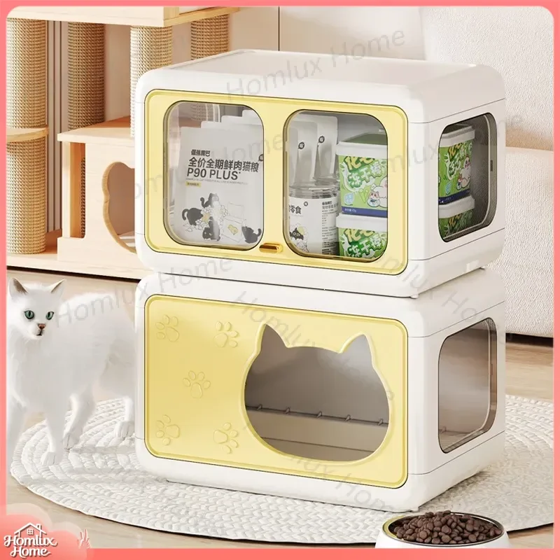 Cat Nest with Retractable Open Lid Portable Stackable Pet Bed for All Seasons Indoor Outdoor Cat House Small Dog Kennel