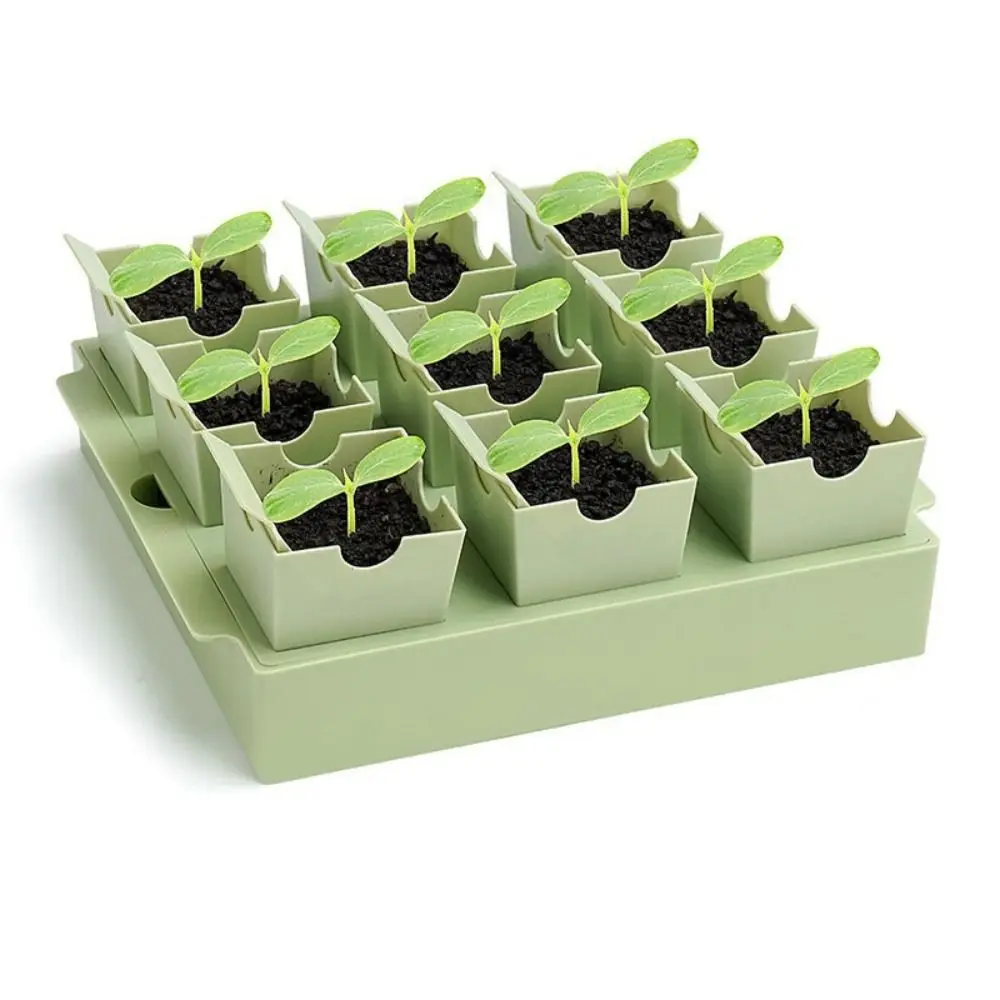 

Dual-Purpose Seed Starter Tray 9 Deep Cells Mini Size Germination Kit Reusable Sprout Plate Transplanting