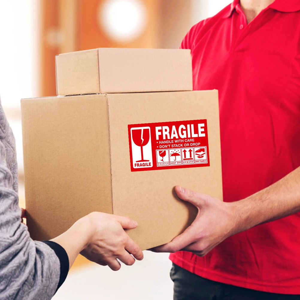 

Fragile Warning Self Adhesive for Boxes Bottles Shipping Care Sticker Plastics Wood Packaging Care Notice