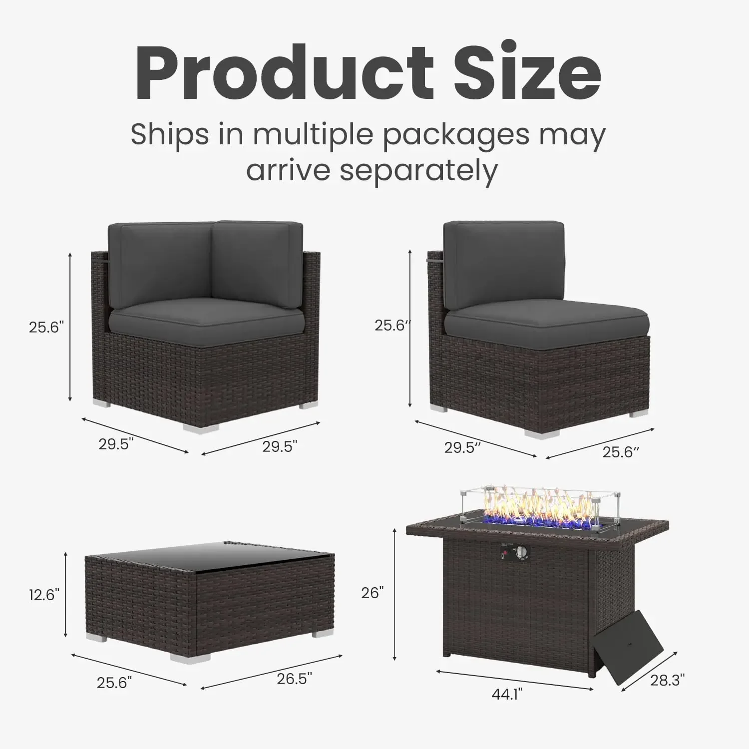 8 Pieces Patio Furniture Set with 44
