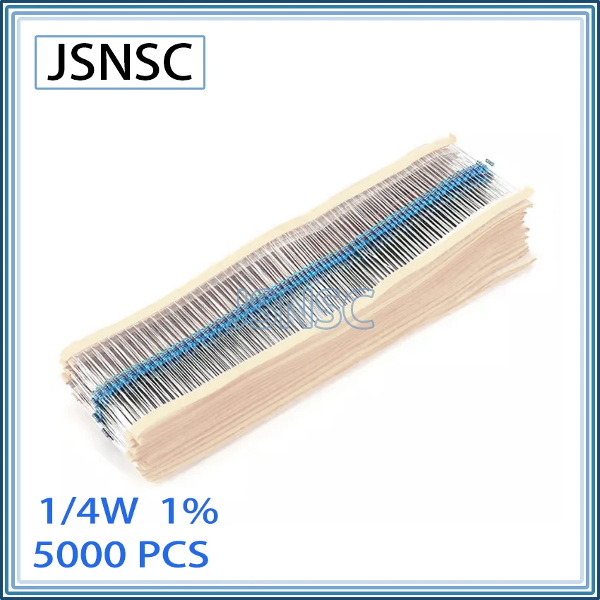 

JSNSC 5000PCS 1% 1/4W 0.25W 390R 430R 470R 510R 560R 620R 680R 750R 820R 2K 3K 10K 12K 15K 18K 20K OHM DIP Metal Film Resistor