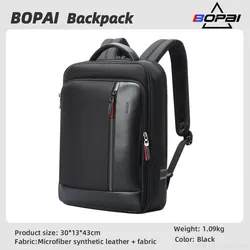 BOPAI Atualizado Mochila De Viagem Homens Negócios Estética Mochila Escola Expansível USB Bag Laptop Impermeável Nova Moda Mochila