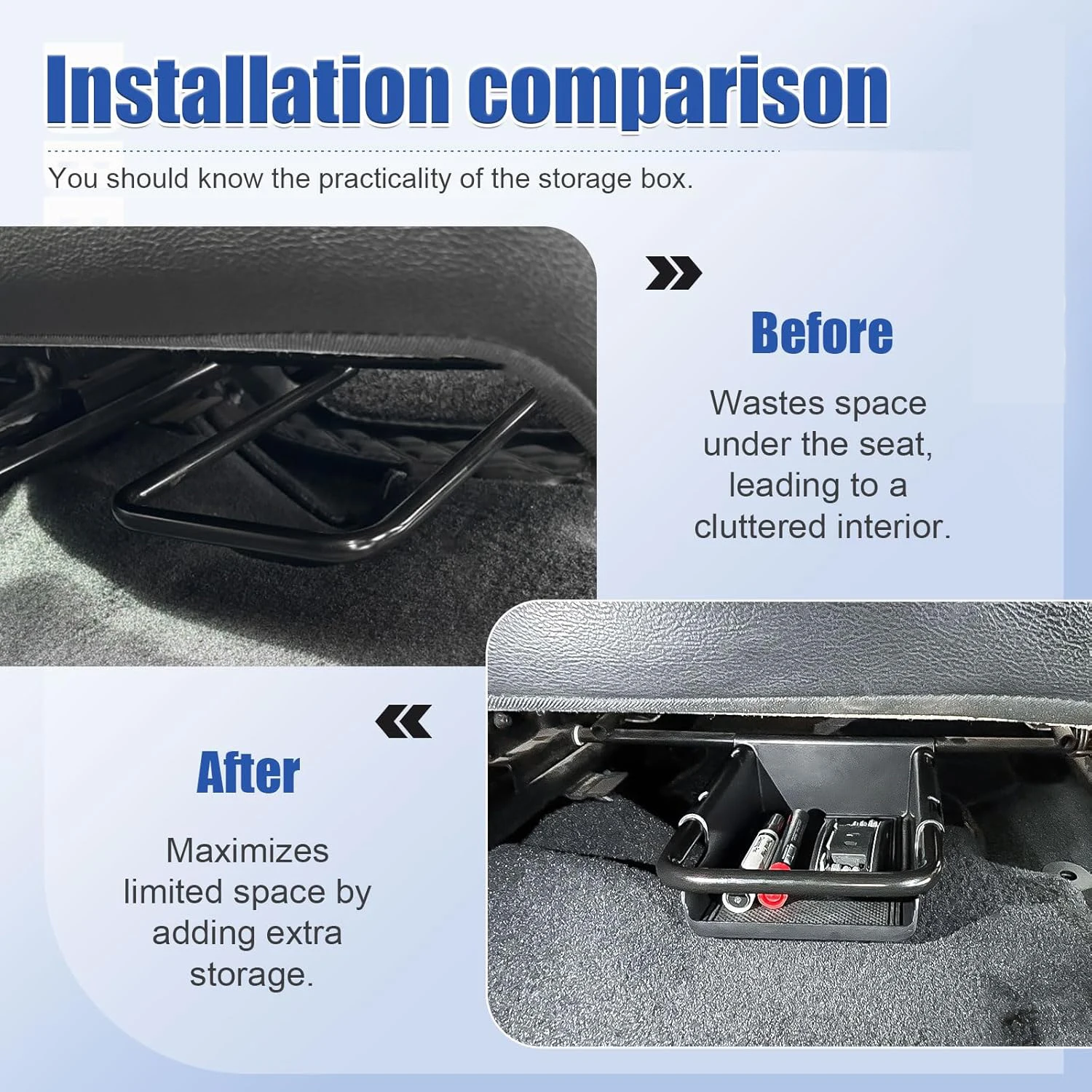 Front Under-Seat Center Console Organizer For Jeep Wrangler JL/JLU 2018-2025 and Jeep Gladiator JT Truck 2020-2025 Tray Interior - Image 5