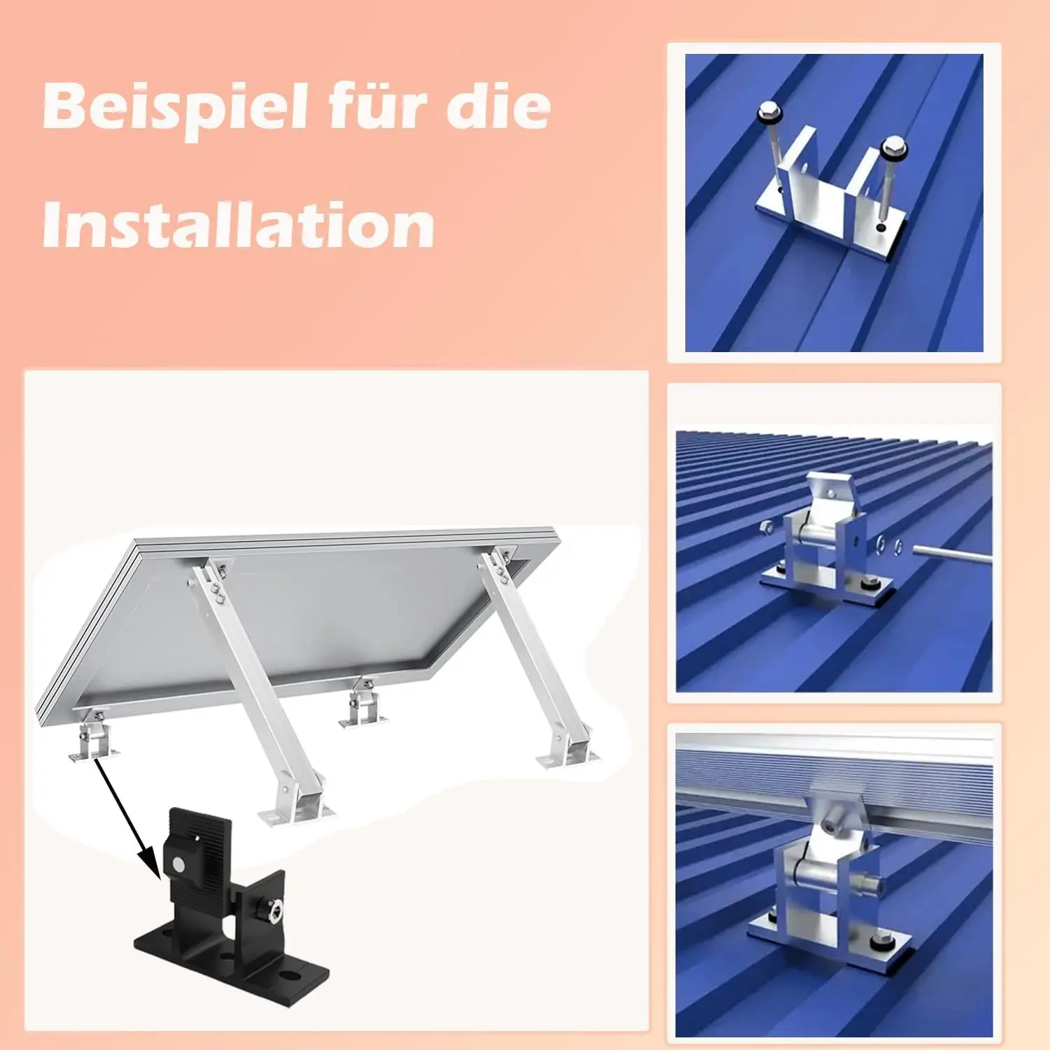 Black Adjustable Front Foot Color Steel Tile/Iron Roof Solar Panel Aluminum Alloy Photovoltaic Bracket Support