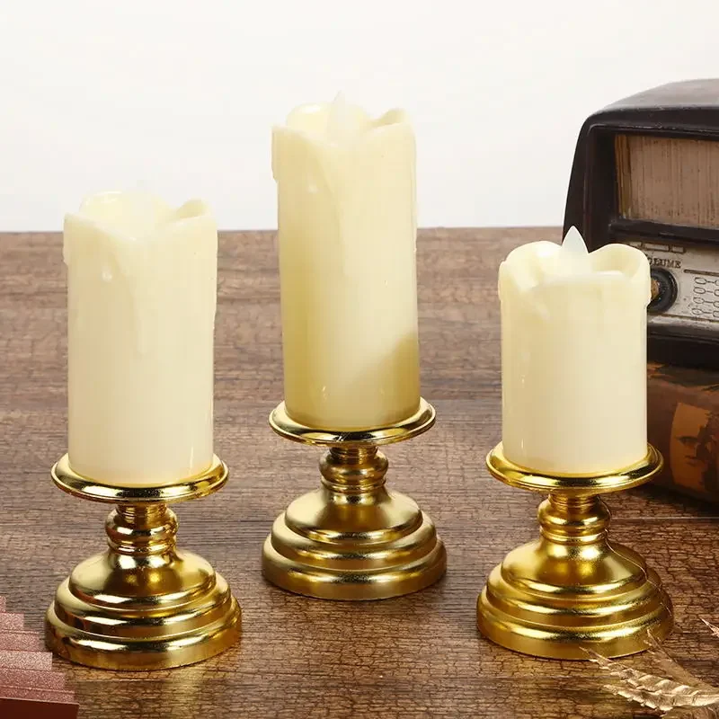 1Pc LED Electric Flameless Candle Lights Gold Base Tear Swing Candle Wedding Romantic Dinner Party Home Bar Decoration