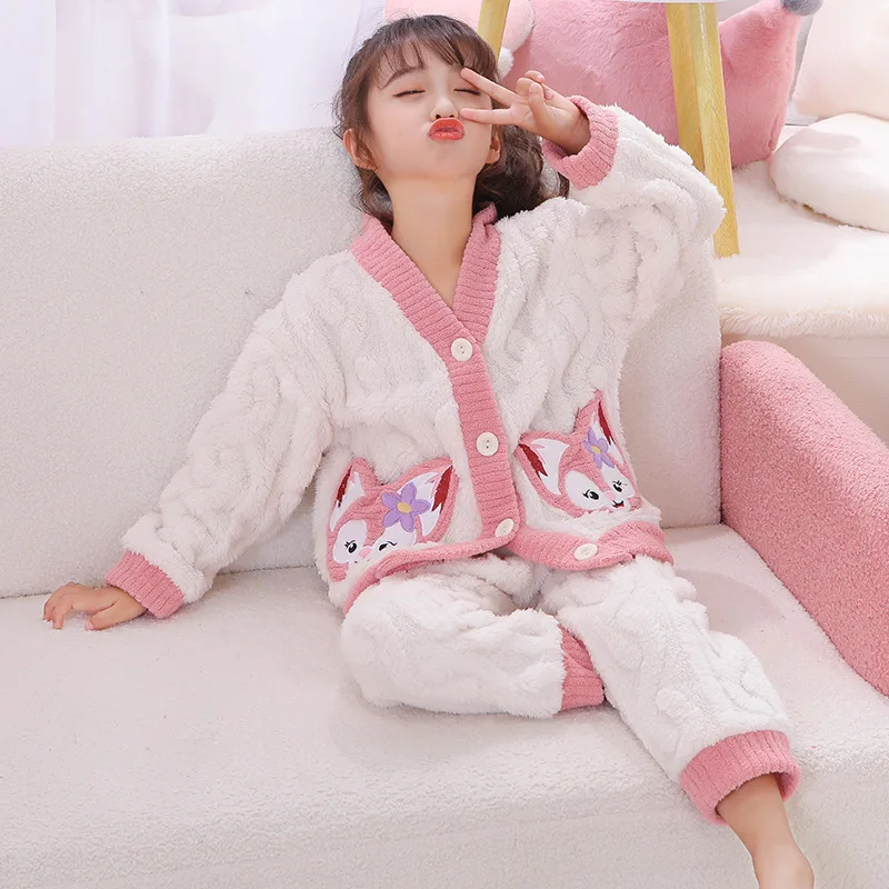 Pijama Loungewear Pajama Girl Winter Girl Set Children\'s Pajamas Girls Sets Sleepwear Robe Clothing Mother Kids