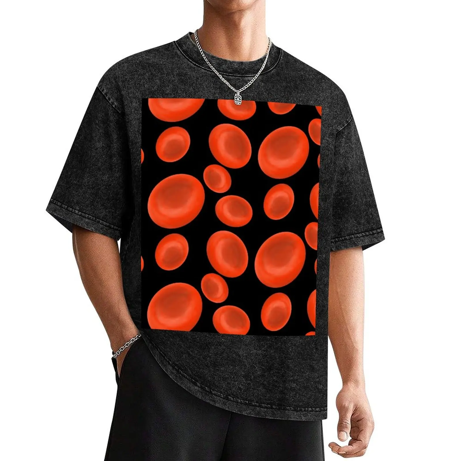 

Red Blood Cells Pattern T-Shirt street wear heavyweights new edition rapper graphic tees mens graphic t-shirts hip hop