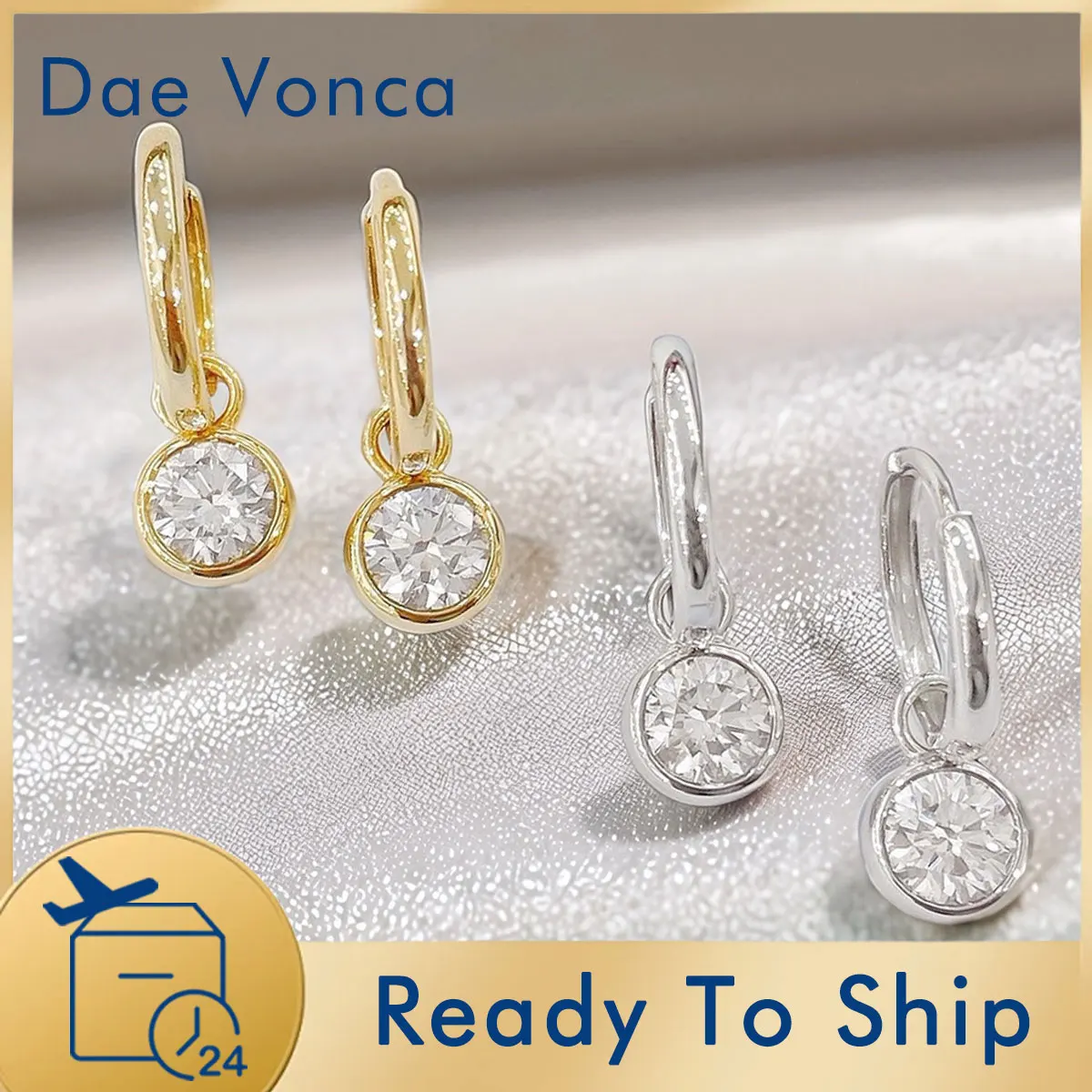 Trend 0.5CT Round Cut Diamond Drop Earrings 18K Gold Genuine Lab Grown Diamond Dangling Earrings Wedding Jewelry