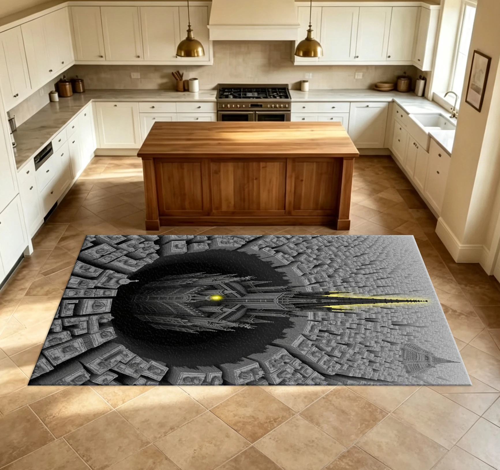 Gothic Cathedral Fantasy Architecture Carpet Floor Decoration Mat