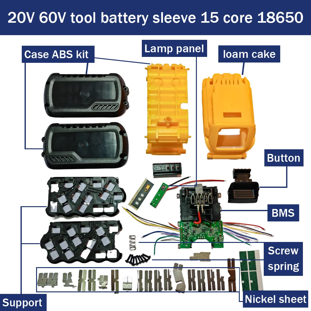 

Factory Price For Dewal Flexv 20V 60V 9.0AH 6.0AH DCB609 DCB606 BMS PCB 15*18650 Plastic case 60V Plastic Housing 15cell 18650
