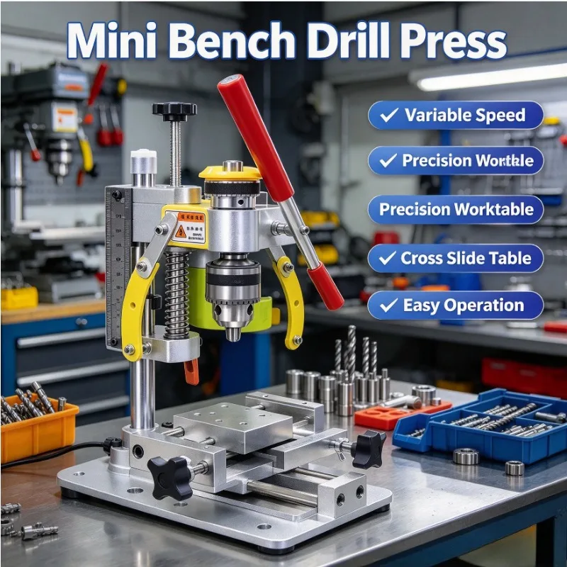 Enhance Your Precision Work with This Miniature Mini Table Drill, An Essential Desktop DIY Tool Designed for Detailed