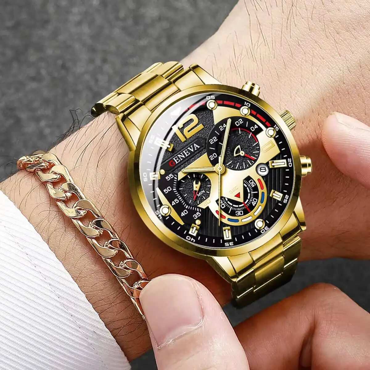 3PCS/Set Luxury Men Business Watches Fashion Male's Calendar Quartz Watch Jewelry Set Reloj Hombre（Without Box）