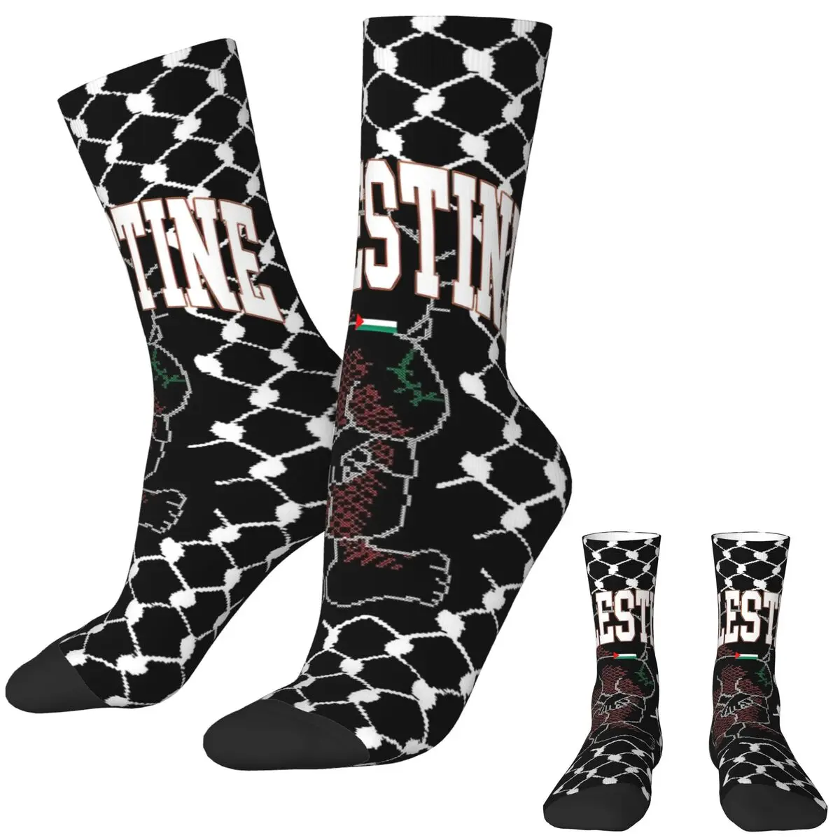 Men Socks Palestine Flag Hatta Kufiya Folk Pattern Stockings Autumn Vintage Soft Socks Graphic Cycling Non Slip Socks