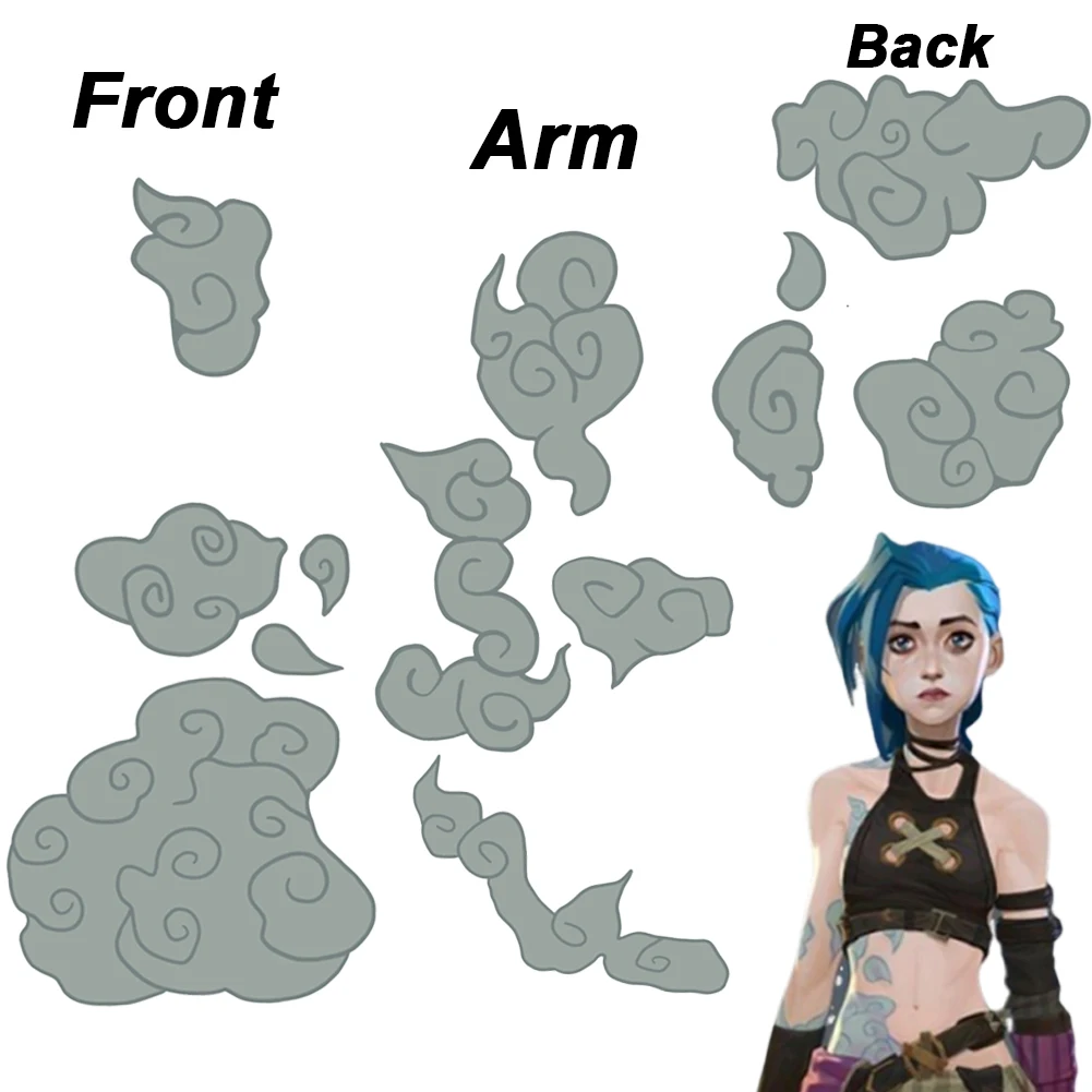 

Fantasia Arcane Jinx Tattoo Sticker Cosplay Prop Anime Game LoL TV 2 Disfraz Costume Accessories Women Halloween Carnival Gifts