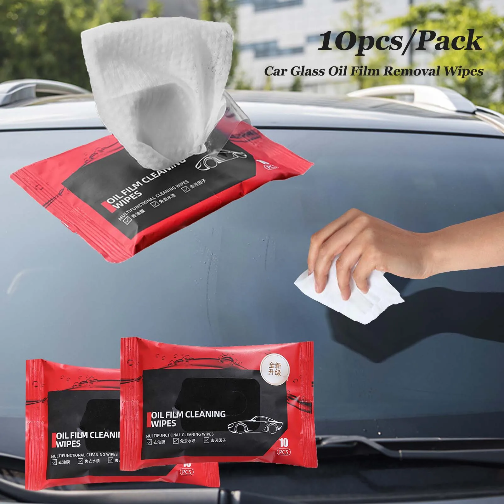 

Car Glass Oil Film Remover 10PCS/Pack Car Windshield Glass Cleaner Wipes Dusting Wipes Portable Windshield Oil Film