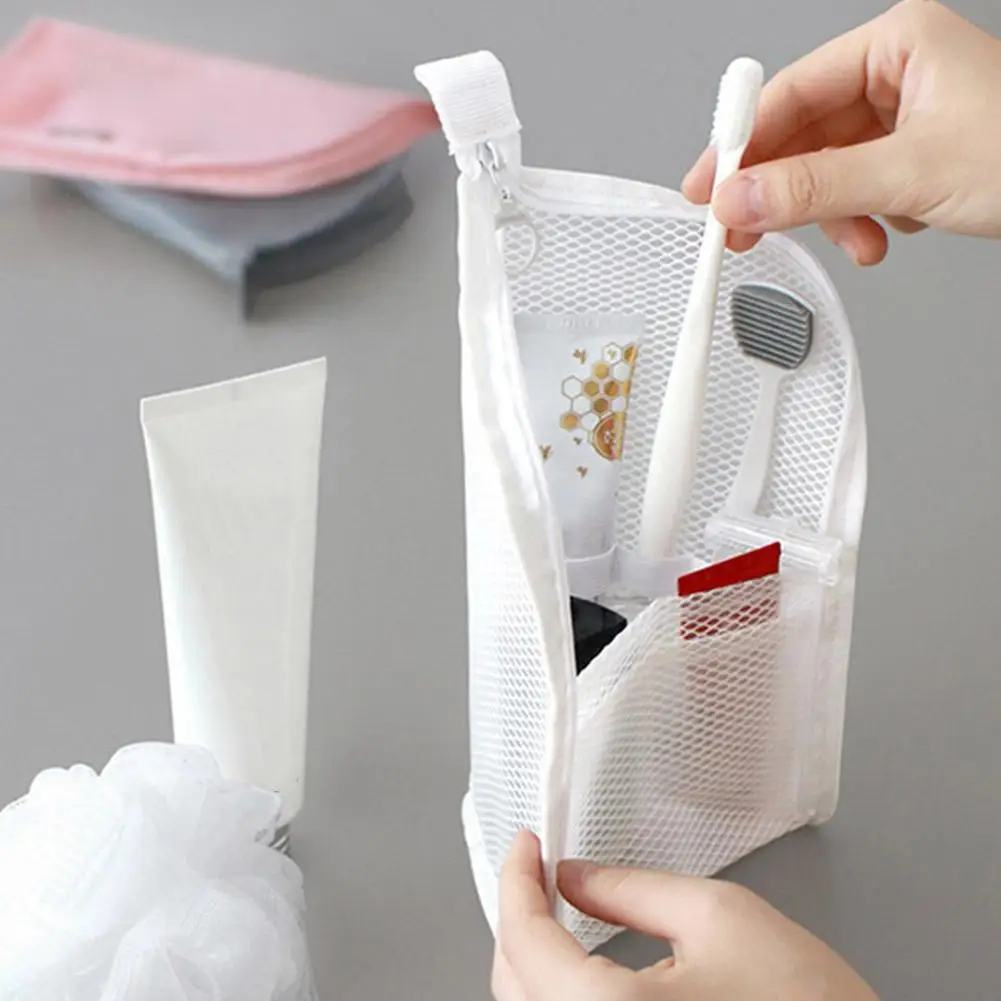Mesh Travel Toiletry Bag Portable Toothbrush Cosmetic Organizer Makeup Brush Storage Pouch Bathroom Wash Pack