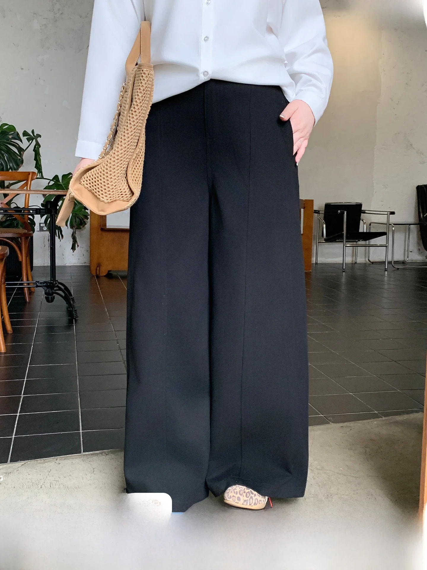 

YUZI Casual Bla Simple Straight Leg Pants Loose Fit Slimming Long Trousers Large Size Women's Cotton Jeans for All Seasons