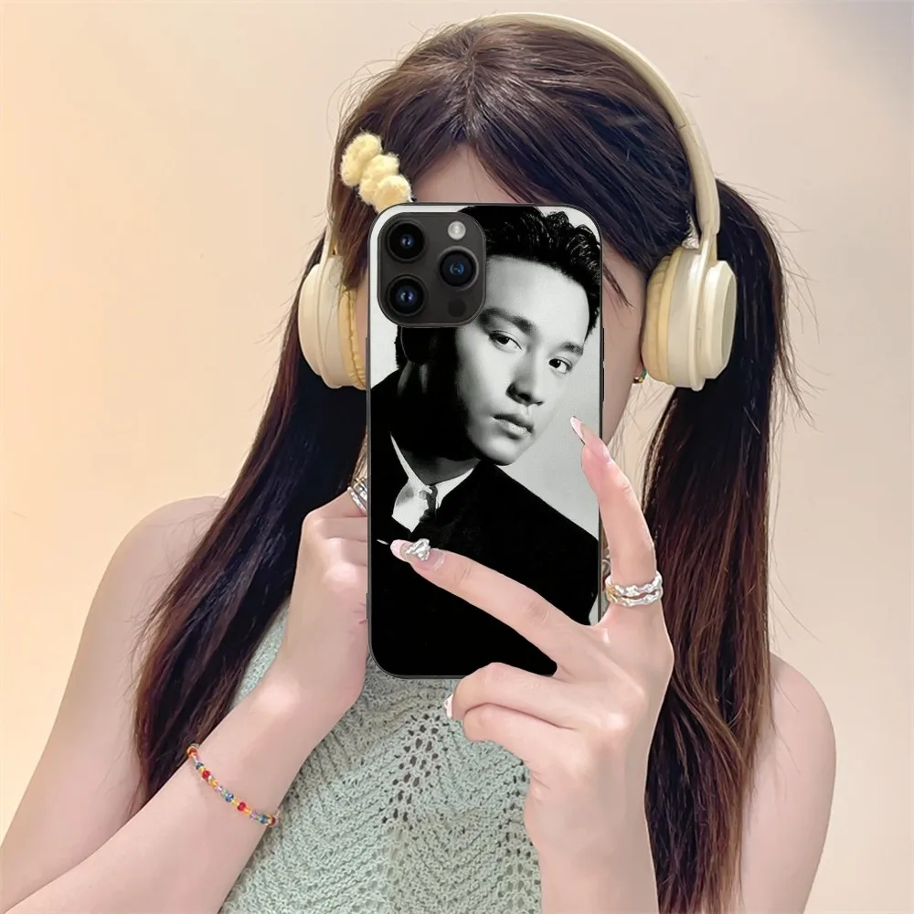 Leslie Cheung Mobile Cell Phone Case for iPhone 15 14 13 12 11 X XR XS 8 7 Pro Max Plus Mini Black Soft Phone Cover Funda