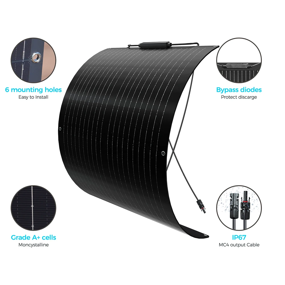 XINPUGUANG 12V 50W Flexible Solar Panel 19.8V 100W Photovoltaic Solar Panels Battery Charger for Car Boat Home Camper Balcony
