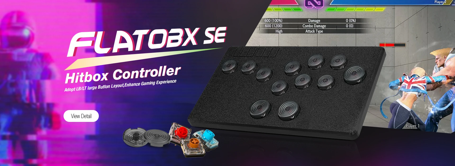 Flatbox Stickless Arcade Stick Controller für PC Pico Mini Style Hot SWAP Kailh Hitbox Fightstick für PS4/PS3/Schalter – Detail 1