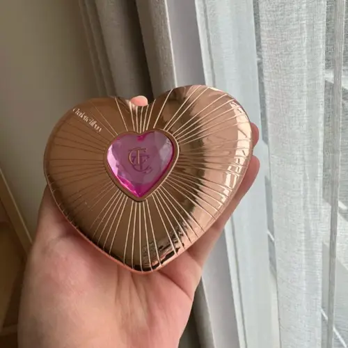 Colorete de doble color para uso diario, polvo brillante con efecto de maquillaje degradado Natural, color rosa melocotón en forma de corazón