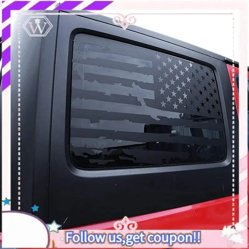 Easy To Use Hardtop Window USA Distressed Flag Decals American Flag Stickers For Jeep Wrangler 2011-2017 JK 4 Door, 1 Pair