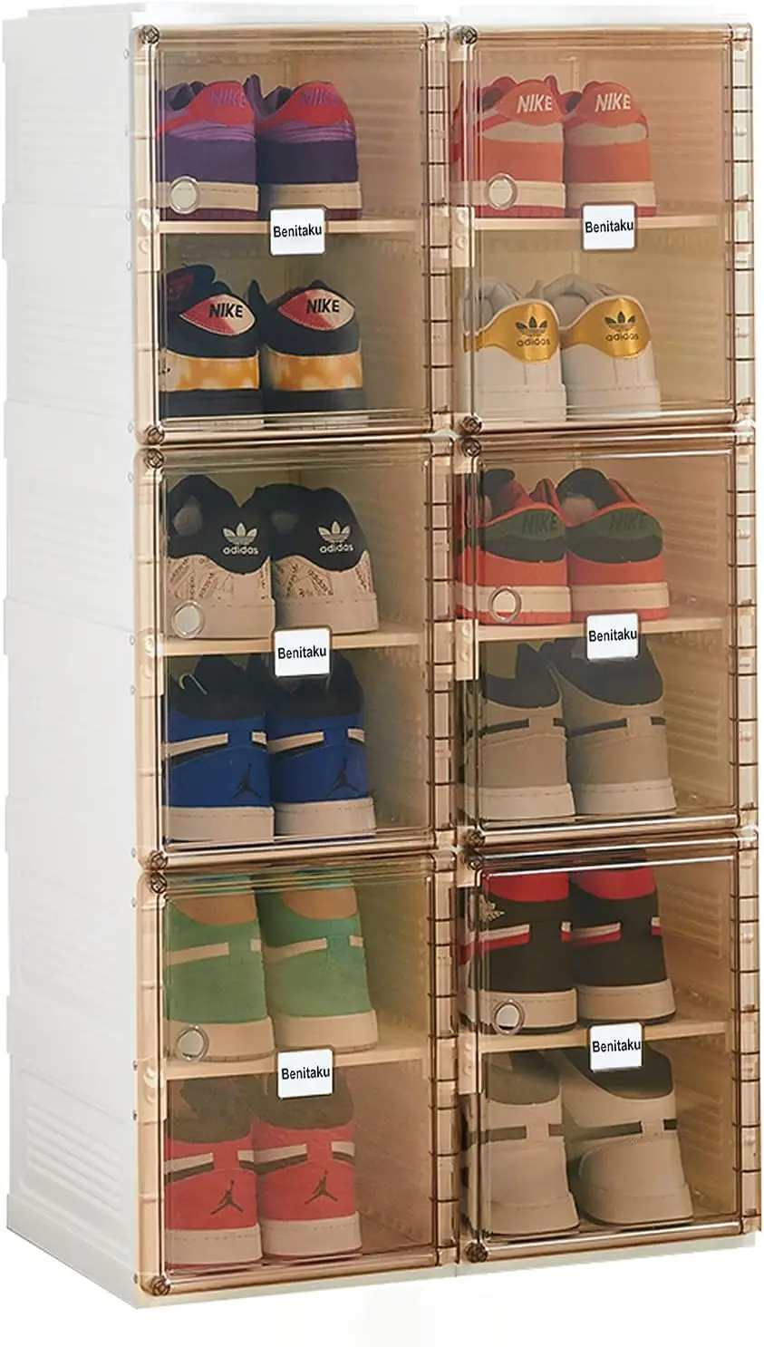 

Storage Organizer - Foldable Shoe Storage Cabinet with Doors - Durable and Stable Shoe Storage Boxes - Stackable Shoe Rack