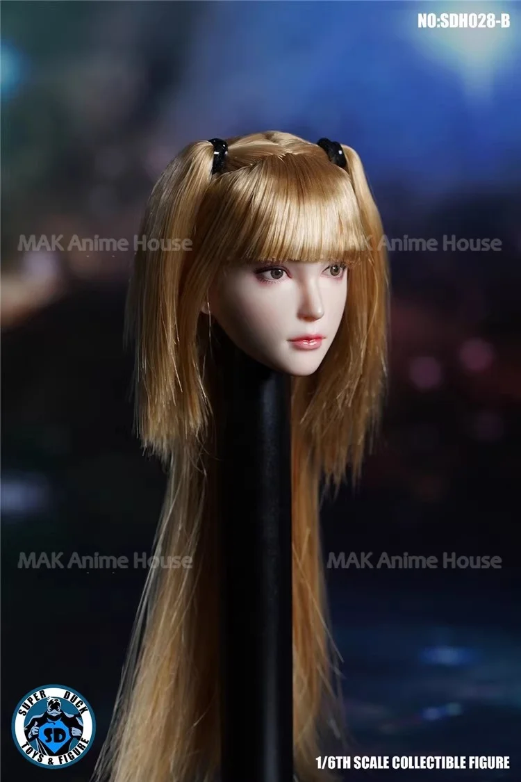 En Stock SUPER DUCK SDH028 1/6 mujer pelo largo Twintails cabeza esculpida modelo apto para cuerpo de figura de acción pálida soldado de 12 pulgadas