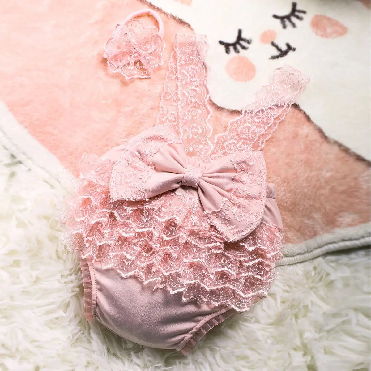 Ylsteed – ensemble barboteuse en dentelle pour photographie de nouveau-né, tenues de séance Photo avec bandeau à nœud pour bébé fille, idées d'images