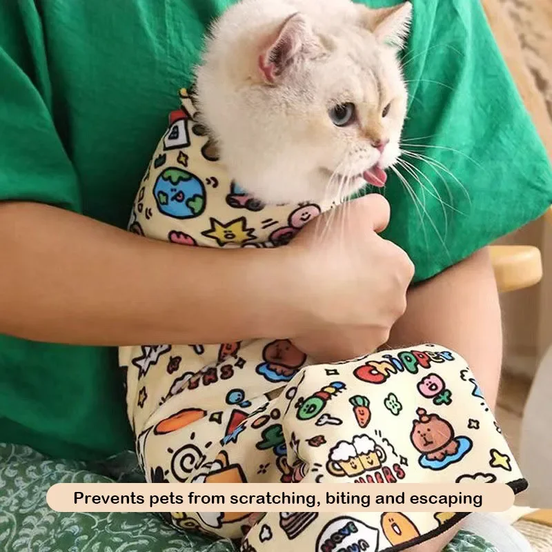 Cat Grooming Fixed Cloth Self-adhesive Fabric Wrap Anti Scratch And Bite Perfect For Nail Clipping Ear Cleaning Pet Supplies