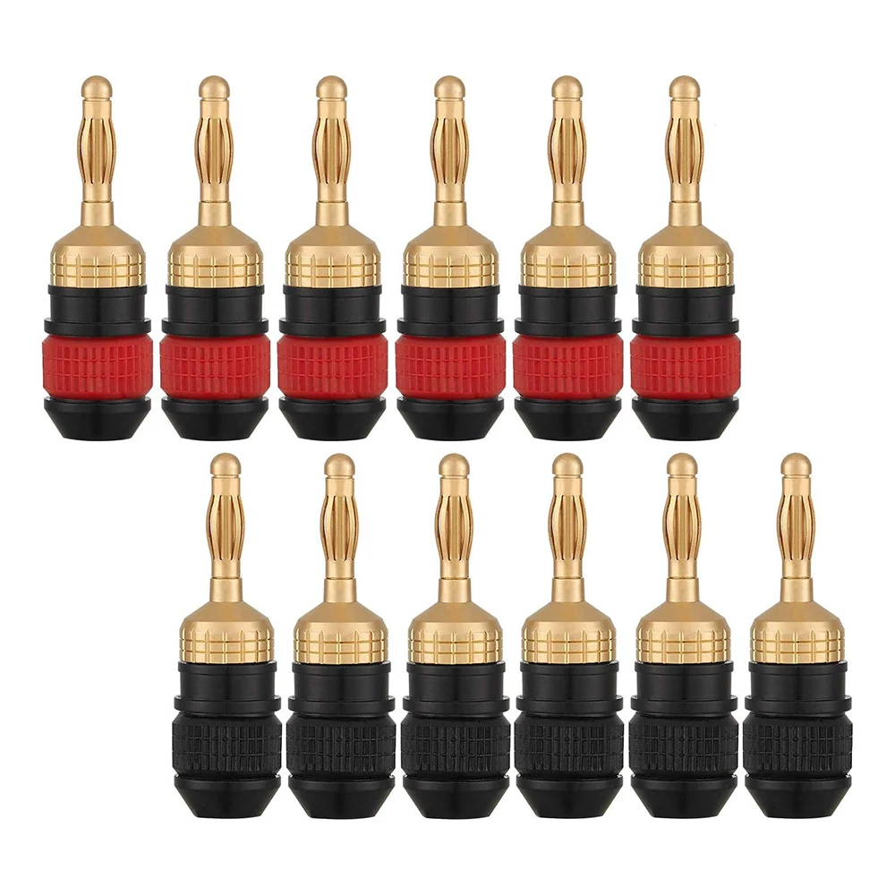 Quick Connect Deadbolt Lock HIFI Banana Plugs, 24K Gold Plated Secure Speaker Wire Connectors, Easy Install Audio Adapters