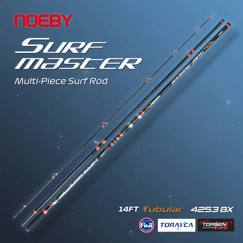 

NOEBY 4.25m 3 Section Surf Casting Fishing Rod 14FT Tubular Carbon Fuji Guide DPS Reel Seat Sinker 100-250g Long Casting Sea Rod