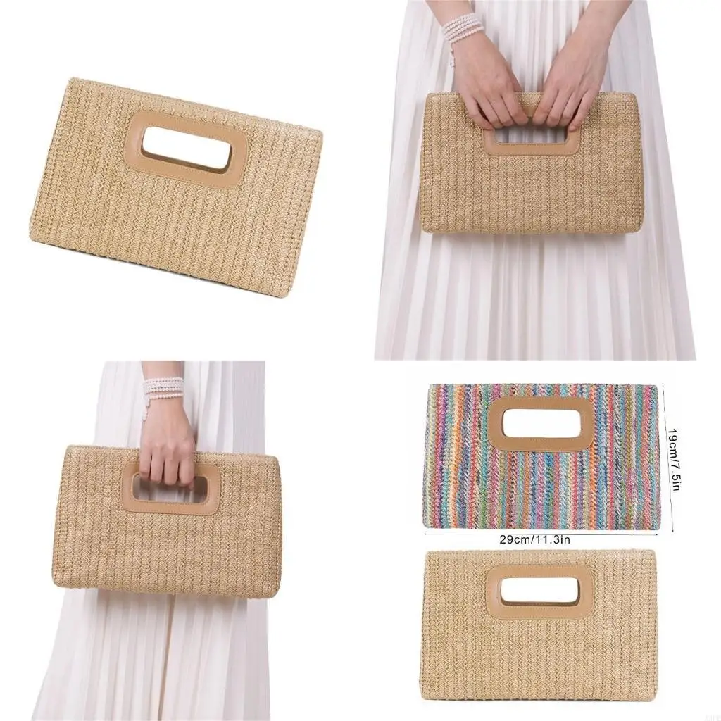 

Top Handle Straw Clutch Handbags for Women Evening Clutch Purse Handbag Straw Shoulder Crossbody Bag Summer Beach Bag