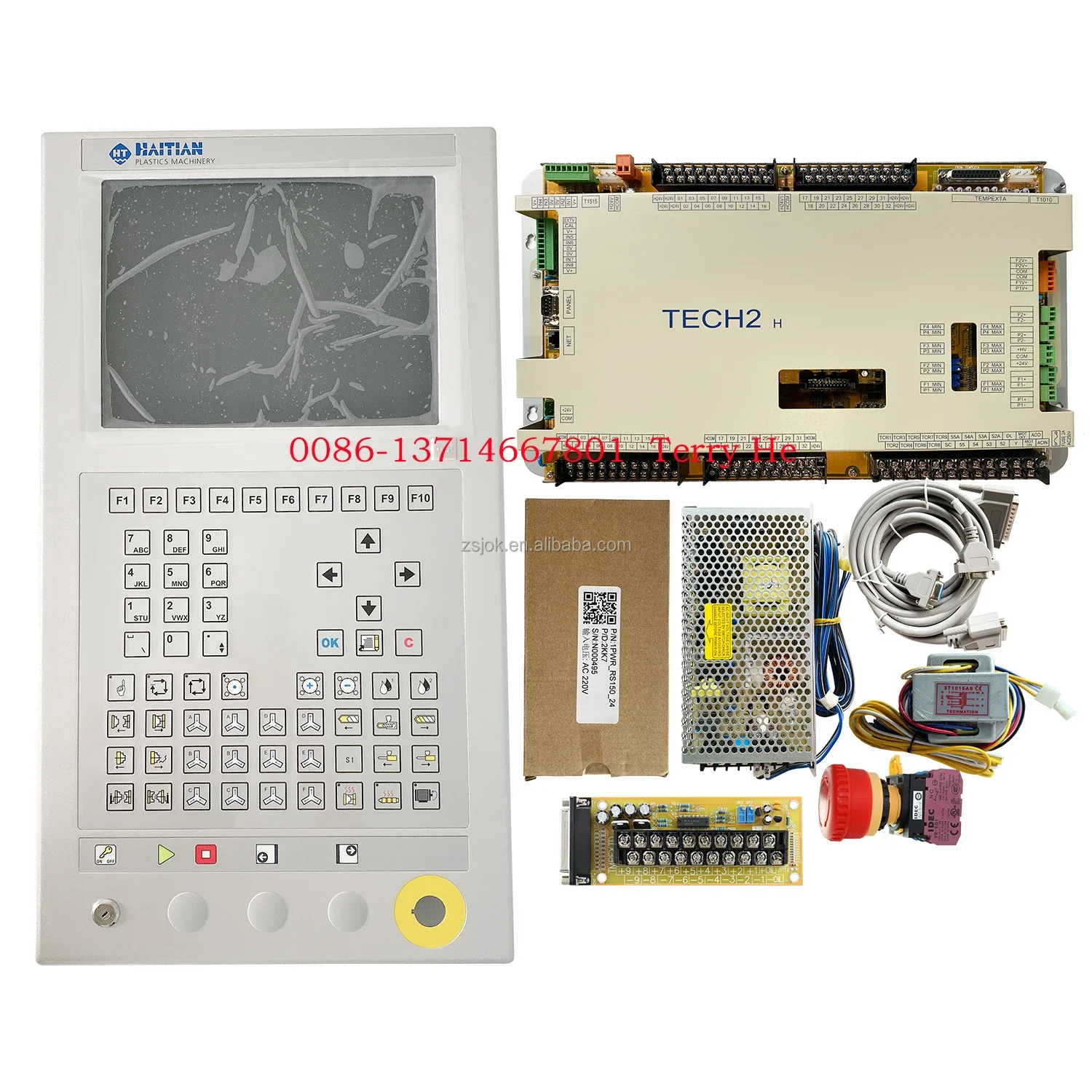 New& original TECHMATION TECH2 TECH2H TECH2S + HMI-Q12M panel full set control system PLC for molding machine