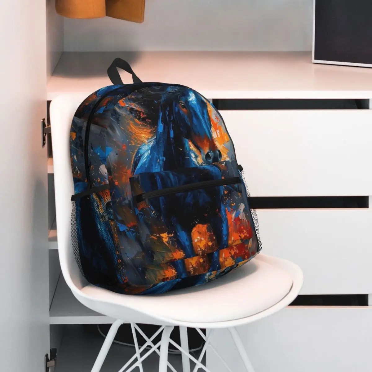 Wild Horse Oil Painting Colour Backpack Student BookBag Children School Bag Laptop Shoulder Bags for Boys Girls
