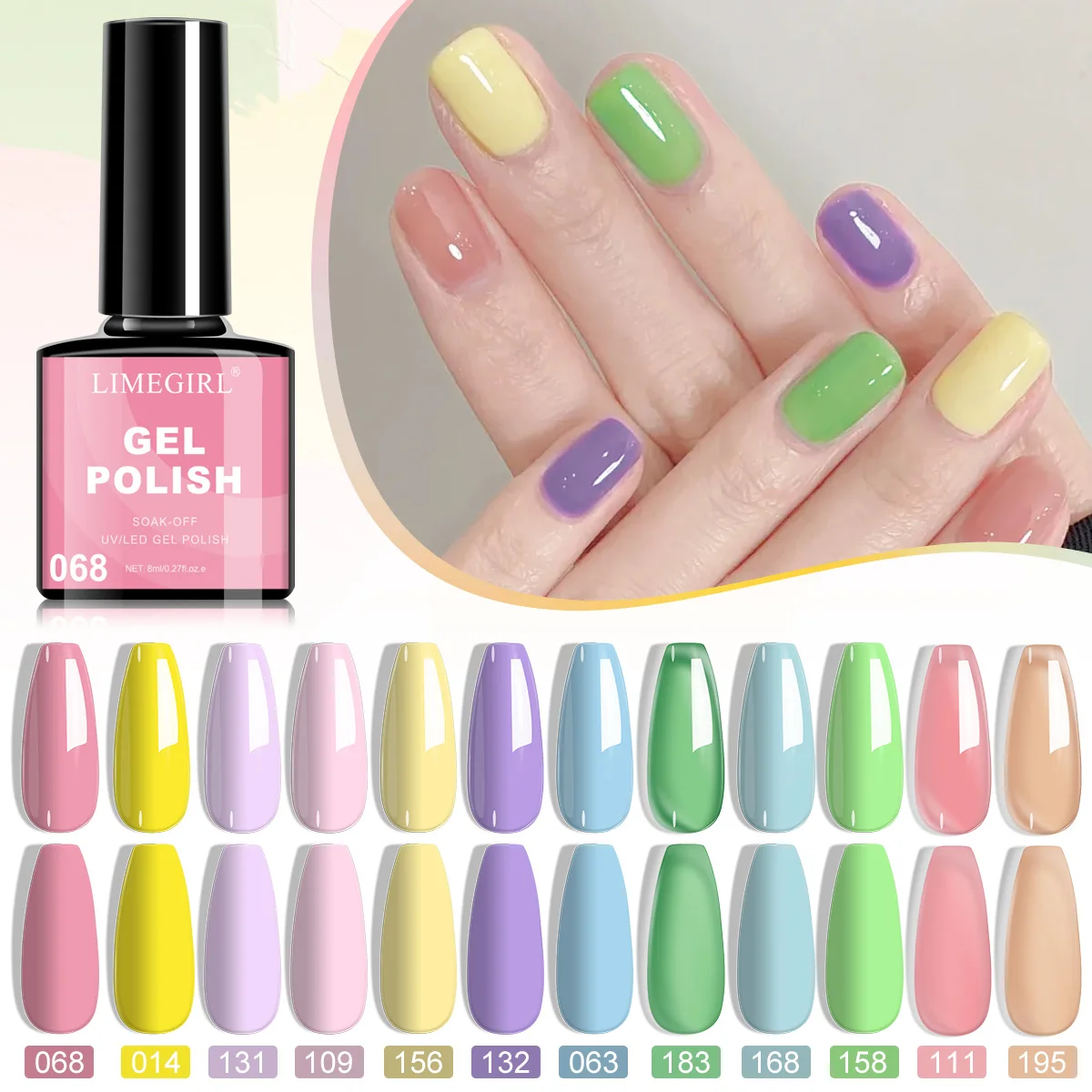 

Gel Nail Polish Set 12PCS Macaron Colors series 8ML Glitter Art Nail Gel Kit for Beginner Manicure Art Salon/Home Gift for Women